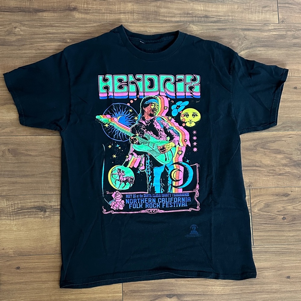 Hendrix Black Graphic Tee - Short Sleeve
